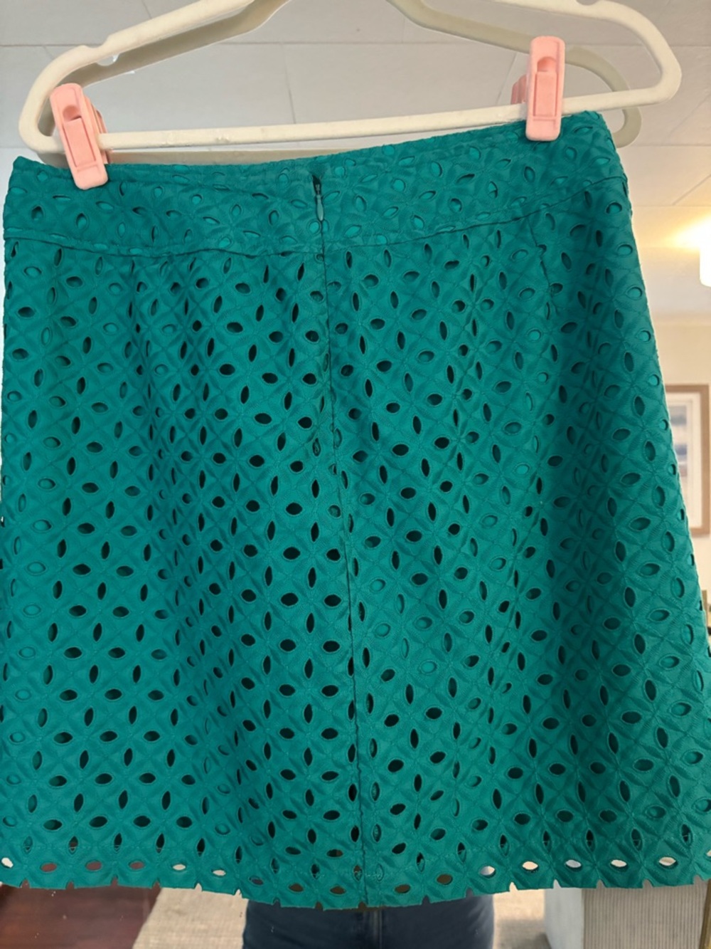Ann Taylor Teal Eyelet A-Line Skirt - Picture 2 of 3